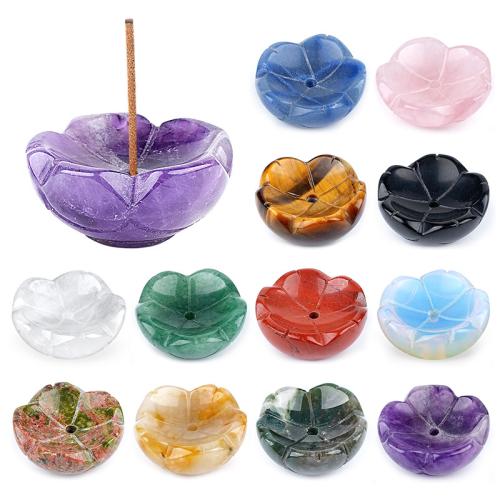 Gemstone Incense Seat, Flower, Carved 32mm 