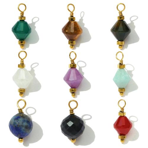 Gemstone Jewelry Pendants, Titanium Steel, with Gemstone, plated, DIY 