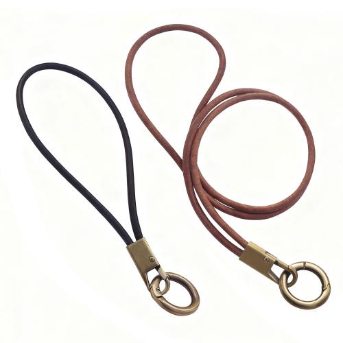 Hanging Decoration Lanyard Strap, Cowhide, with Zinc Alloy, DIY 