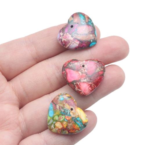 Impression Jasper Pendants, with Koreite, Heart, polished, DIY 
