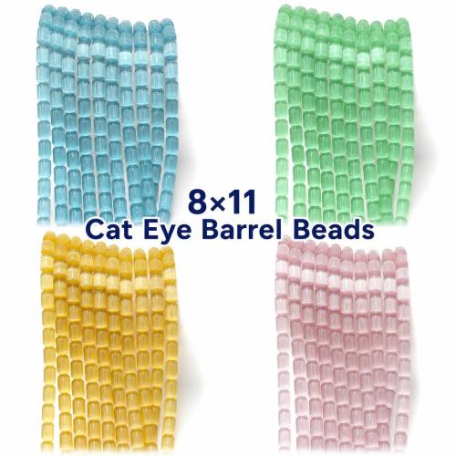 Granos del ojo de gatos, Tambor, Bricolaje, más colores para la opción, 8x11mm, aproximado 35PCs/Sarta, Vendido por Sarta