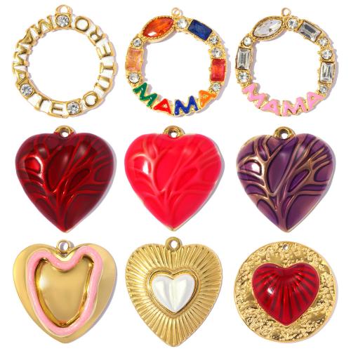 Titanium Steel Pendants, plated, DIY & enamel & with rhinestone 