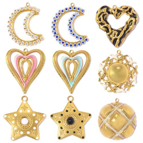 Titanium Steel Pendants, plated, DIY & enamel & with rhinestone 