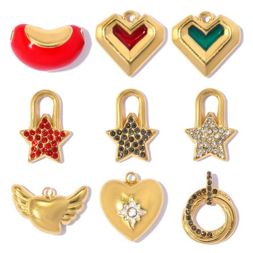 Titanium Steel Pendants, plated, DIY & enamel & with rhinestone 