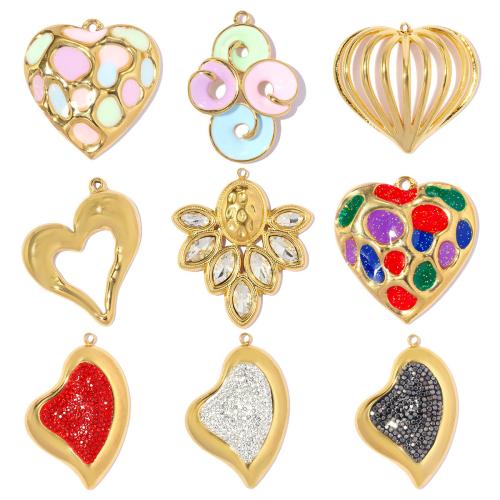Titanium Steel Pendants, plated, DIY & enamel & with rhinestone 
