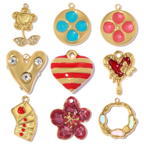 Titanium Steel Pendants, plated, DIY & enamel & with rhinestone 
