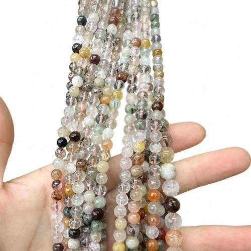 Perles Quartz rutile, Rond, DIY & normes différentes pour le choix, multicolore Environ 38 cm, Vendu par brin[
