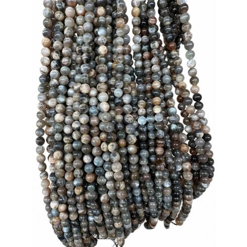Perles Pierre de lune, Elestial Skeleton Black Moon Stone, Rond, DIY & normes différentes pour le choix Environ 38 cm, Vendu par brin