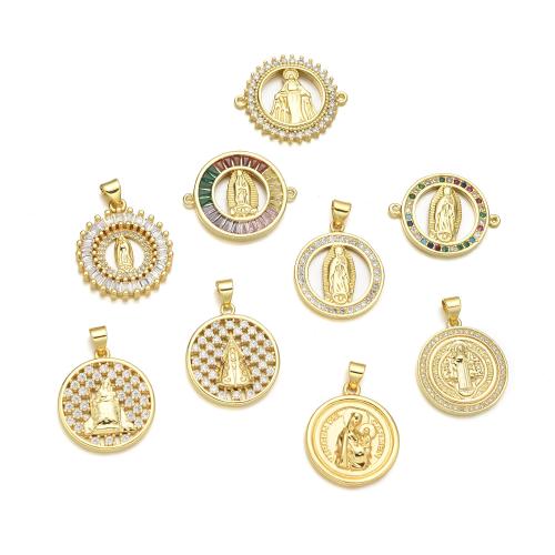 Cubic Zirconia Micro Pave Brass Pendants, gold color plated, DIY & micro pave cubic zirconia 
