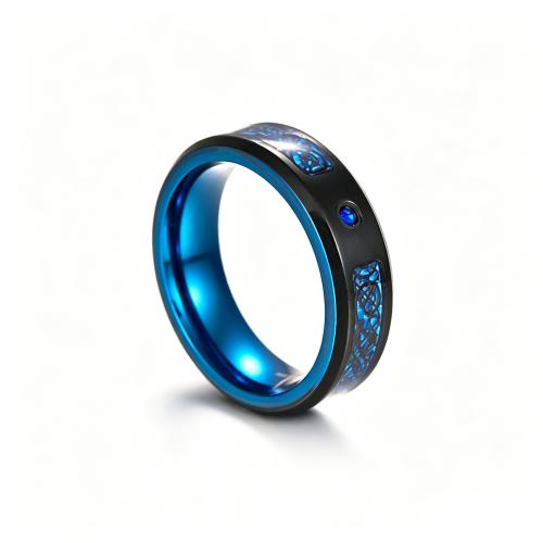 Titane Acier Bague, Acier titane, normes différentes pour le choix & pour homme & émail & avec zircone cubique Vendu par PC