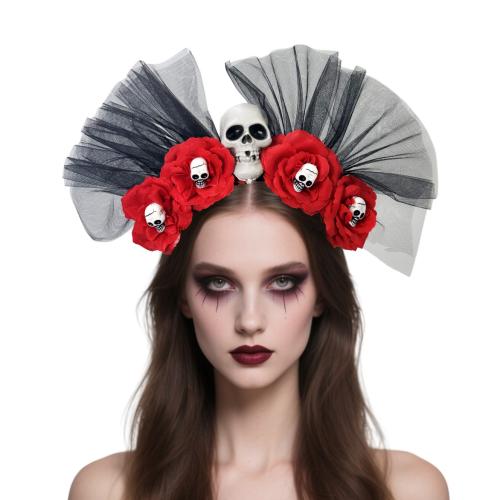 Stoff Haarband, mit Gaze, Schädel, handgemacht, Design für Halloween & mit Blumenmuster & für Frau, keine, 240x330mm, verkauft von PC