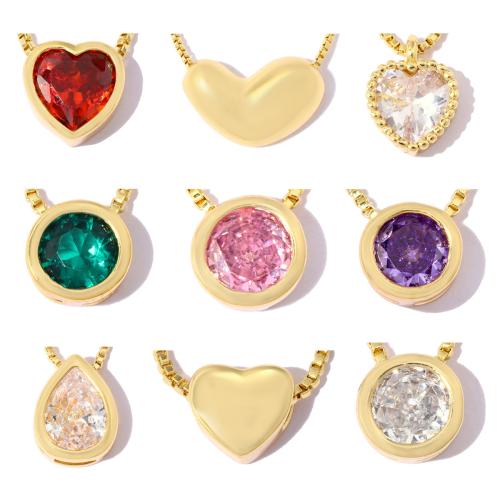 Cubic Zirconia Brass Pendants, plated, DIY & with cubic zirconia 
