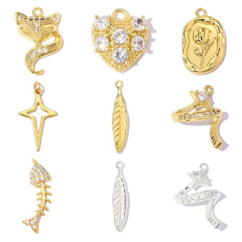 Cubic Zirconia Micro Pave Brass Pendants, plated, DIY & with cubic zirconia 