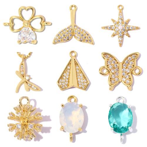 Cubic Zirconia Micro Pave Brass Pendants, plated, DIY & with cubic zirconia 