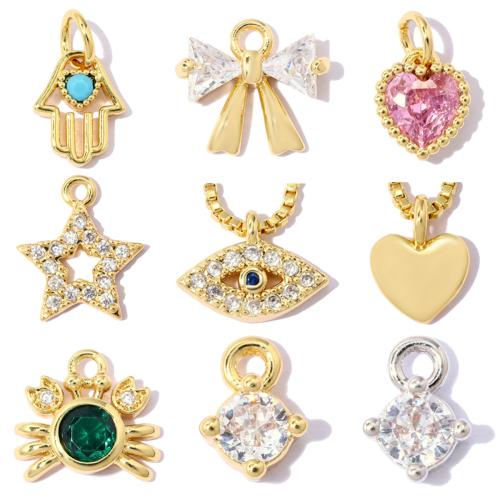 Cubic Zirconia Micro Pave Brass Pendants, plated, DIY & with cubic zirconia 