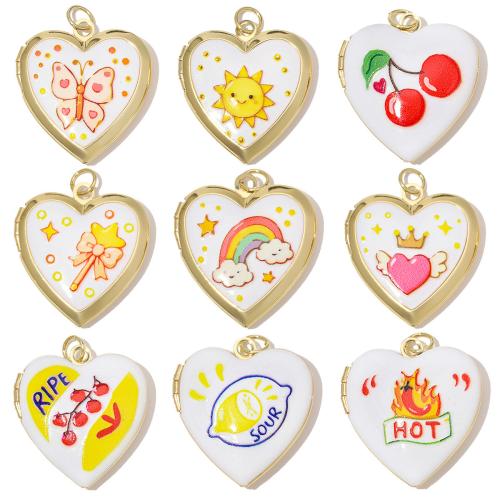 Brass Locket Pendants, Heart, plated, DIY & enamel 