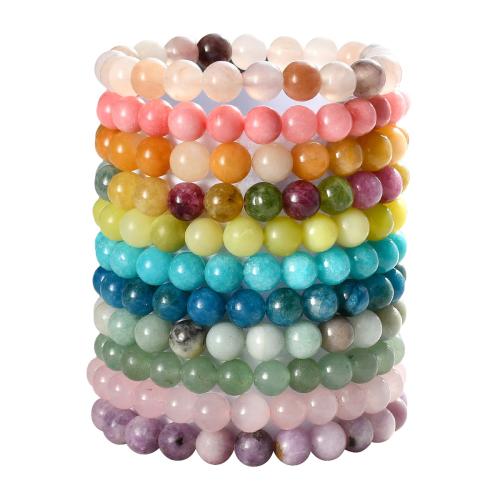 Gemstone Bracelet, Round, handmade & Unisex, beads size 8mm Approx 18 cm 