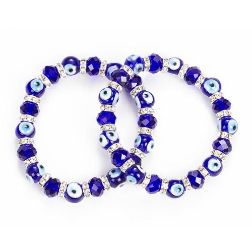 Crystal Bracelet, with Zinc Alloy, Evil Eye, plated, Unisex 