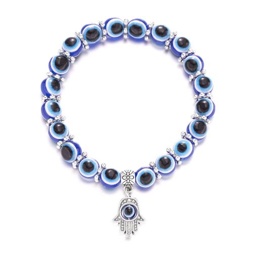 Crystal Bracelet, with Zinc Alloy, Evil Eye, handmade, Unisex beads size 8mm Approx 18 cm 