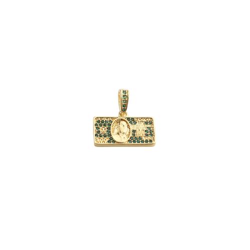Cubic Zirconia Micro Pave Brass Pendants, gold color plated, DIY & micro pave cubic zirconia 