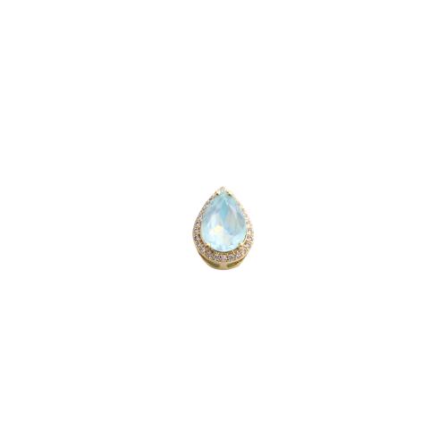 Cubic Zirconia Micro Pave Brass Pendants, Teardrop, gold color plated, DIY & micro pave cubic zirconia 