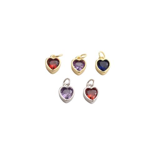 Cubic Zirconia Micro Pave Brass Pendants, Heart, plated, DIY & micro pave cubic zirconia 