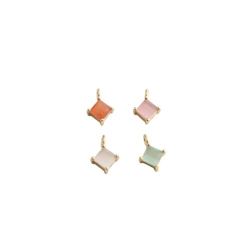 Cubic Zirconia Micro Pave Brass Pendants, Rhombus, gold color plated, DIY & micro pave cubic zirconia 