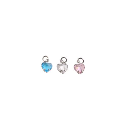Cubic Zirconia Micro Pave Brass Pendants, Heart, plated, DIY & micro pave cubic zirconia 