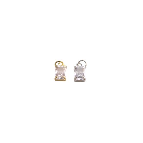 Cubic Zirconia Micro Pave Brass Pendants, Rectangle, plated, DIY & micro pave cubic zirconia 