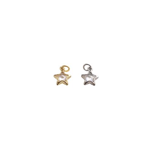 Cubic Zirconia Micro Pave Brass Pendants, Star, plated, DIY & micro pave cubic zirconia 