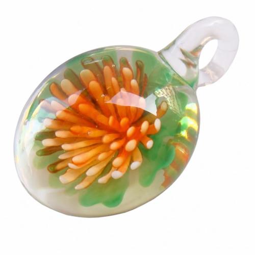 Colgantes de cristal de flor interior, Cristal de murano, Redondo aplanado, 2-tono, más colores para la opción, 30x30mm, Vendido por UD