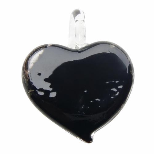Colgantes de cristal de flor interior, Cristal de murano, Corazón, arena dorada, más colores para la opción, 35x34x13mm, agujero:aproximado 6mm, Vendido por UD