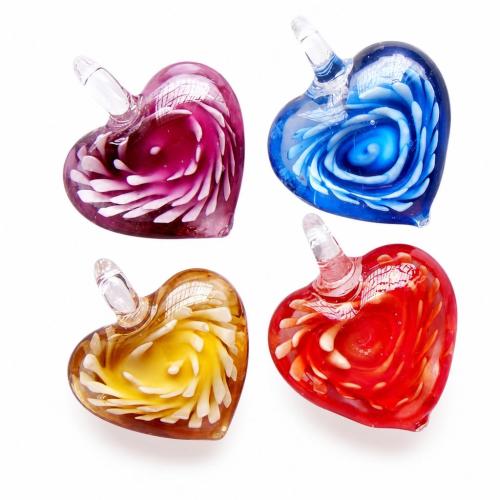 Colgantes de cristal de flor interior, Cristal de murano, con Caja de plástico, Corazón, color mixto, 39x34x17mm, agujero:aproximado 7mm, 12PCs/Caja, Vendido por Caja