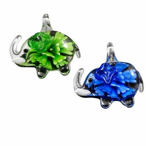 Colgantes de cristal de flor interior, Cristal de murano, Elefante, más colores para la opción, 43x30x12mm, agujero:aproximado 6mm, Vendido por UD