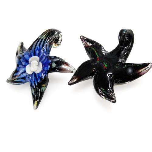 Colgantes de cristal de flor interior, Cristal de murano, Estrella, más colores para la opción, 54x52x13mm, agujero:aproximado 7mm, Vendido por UD