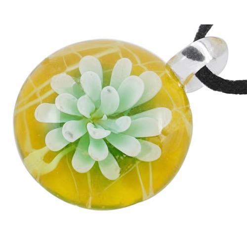 Colgantes de cristal de flor interior, Cristal de murano, Redondo aplanado, más colores para la opción, 42x30mm, agujero:aproximado 5mm, Vendido por UD