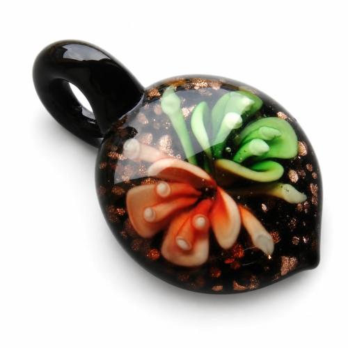 Colgantes de cristal de flor interior, Cristal de murano, Corazón, arena dorada, más colores para la opción, 32x33x11mm, agujero:aproximado 6mm, Vendido por UD