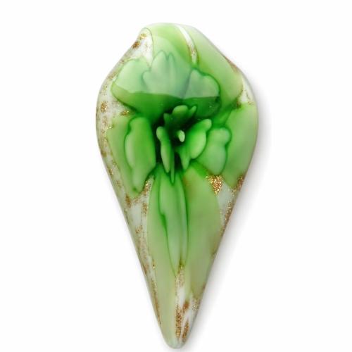 Colgantes de cristal de flor interior, Cristal de murano, Hoja, arena dorada, más colores para la opción, 58x32x11mm, agujero:aproximado 6mm, Vendido por UD