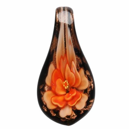 Colgantes de cristal de flor interior, Cristal de murano, Gota, arena dorada, más colores para la opción, 51x21x11mm, agujero:aproximado 9mm, Vendido por UD