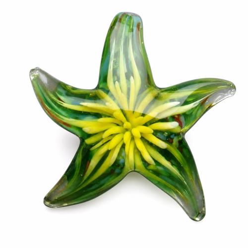 Colgantes de cristal de flor interior, Cristal de murano, con Caja de plástico, Estrella, color mixto, 46x47.5x11mm, agujero:aproximado 10mm, 6PCs/Caja, Vendido por Caja