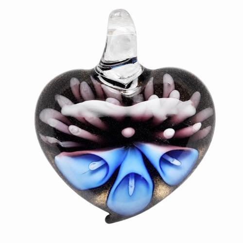 Colgantes de cristal de flor interior, Cristal de murano, Corazón, más colores para la opción, 38.5x35x16mm, agujero:aproximado 6mm, Vendido por UD