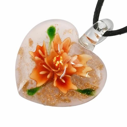 Colgantes de cristal de flor interior, Cristal de murano, Corazón, arena dorada, más colores para la opción, 29~30x35~37mm, agujero:aproximado 5mm, Vendido por UD
