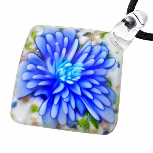 Colgantes de cristal de flor interior, Cristal de murano, Rombo, arena dorada, más colores para la opción, 38x48mm, agujero:aproximado 5mm, Vendido por UD