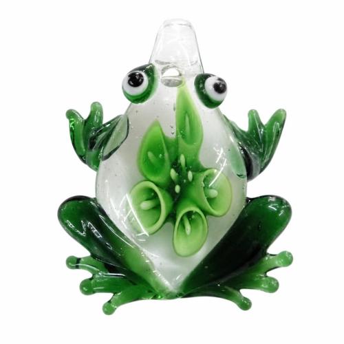 Innere Blume Murano Anhänger, Lampwork, Frosch, innen Blume, grün, 46x36x14mm, Bohrung:ca. 9mm, verkauft von PC