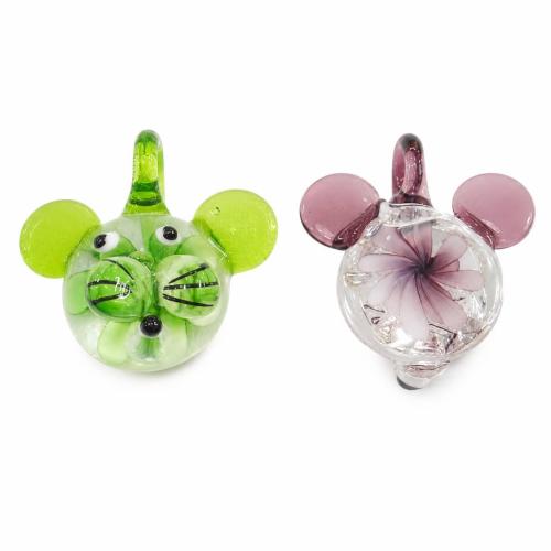 Innere Blume Murano Anhänger, Lampwork, Tier, innen Blume, keine, 40x37x19mm, Bohrung:ca. 7mm, verkauft von PC