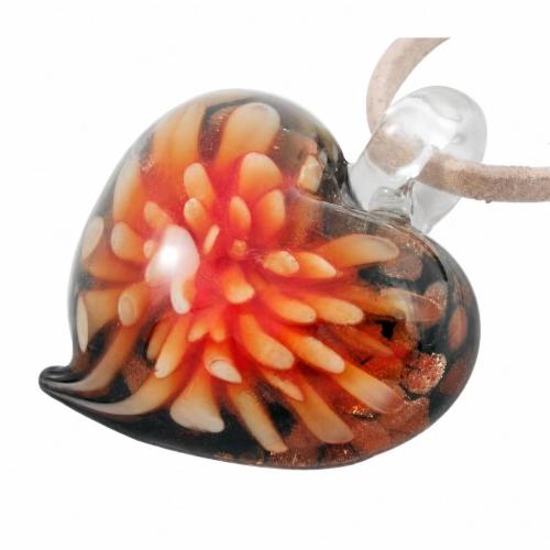 Innere Blume Murano Anhänger, Lampwork, Herz, innen Blume, keine, 31x38mm, Bohrung:ca. 5mm, verkauft von PC