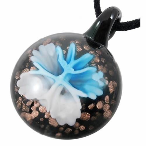 Innere Blume Murano Anhänger, Lampwork, rund, Goldsand & innen Blume, keine, 43x32mm, Bohrung:ca. 7mm, verkauft von PC