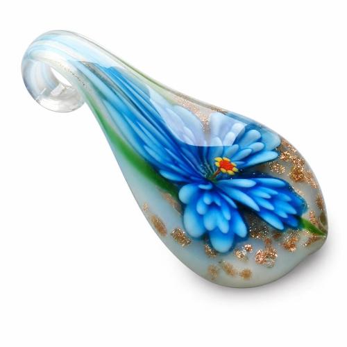 Innere Blume Murano Anhänger, Lampwork, Tropfen, Goldsand & innen Blume, keine, 53x28x12mm, Bohrung:ca. 7mm, verkauft von PC