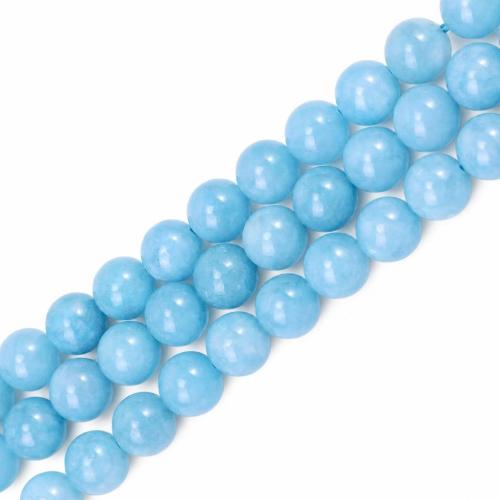 Aquamarine Beads, Round, polished, DIY Approx 38 cm 