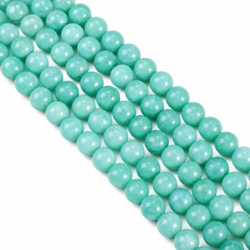 Single Gemstone Beads, Green Calcedony, Round, polished, DIY Approx 38 cm 